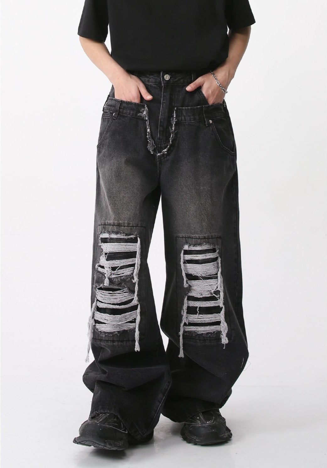 Double Waist Denim Pants