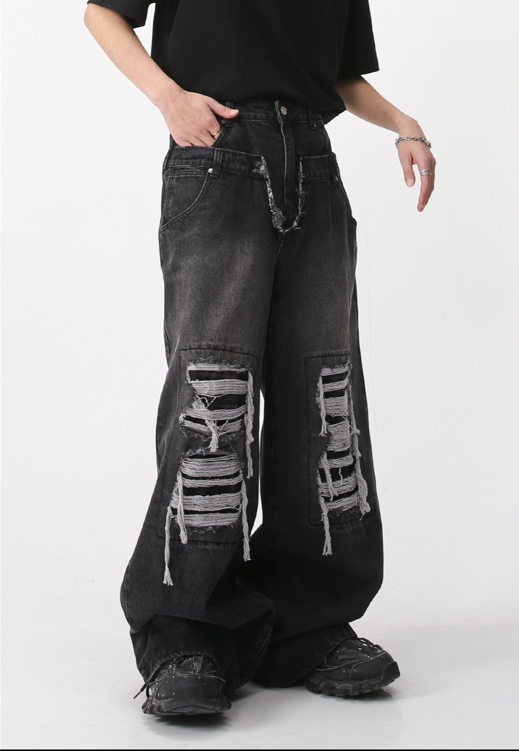 Double Waist Denim Pants