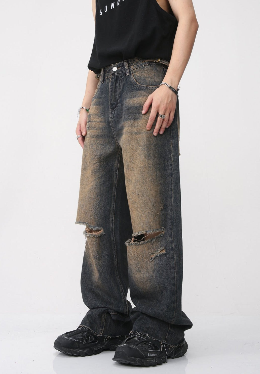 Cut Denim Pants