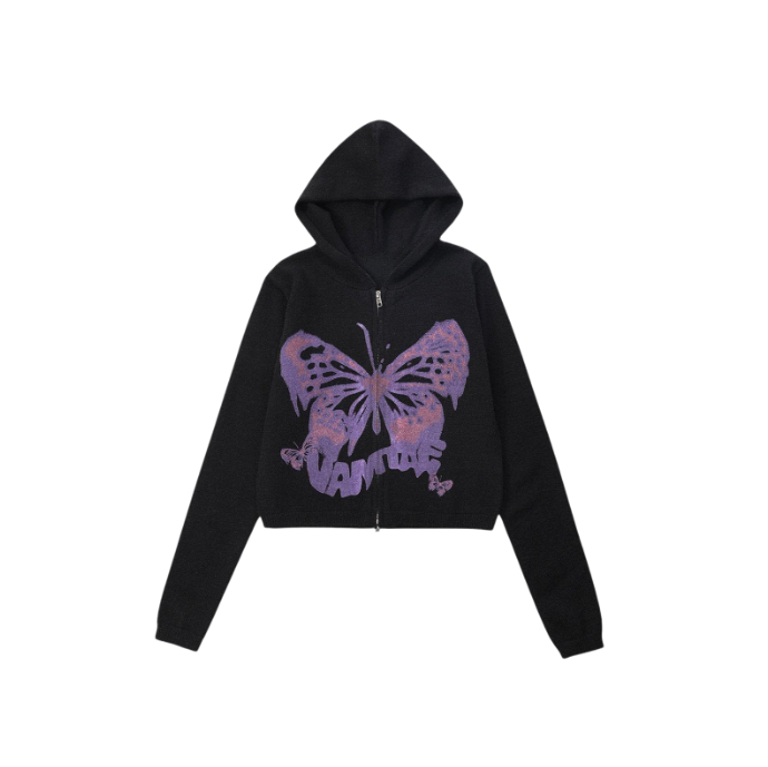 Butterfly Print Hoodie - Sustainable Fashion 