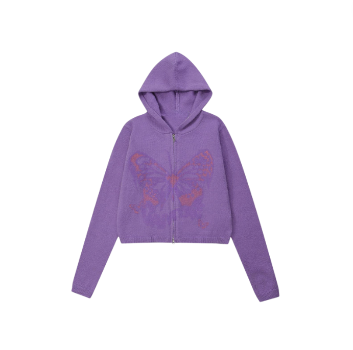 Butterfly Print Hoodie - Sustainable Fashion 