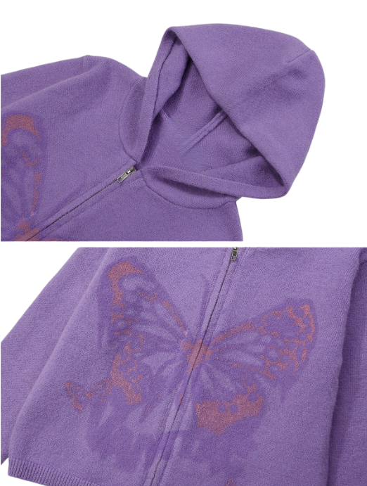 Butterfly Print Hoodie - Sustainable Fashion 