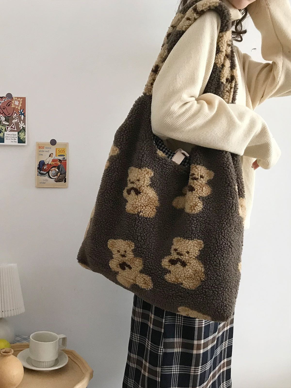 NB Bear Pattern Sherpa Bag