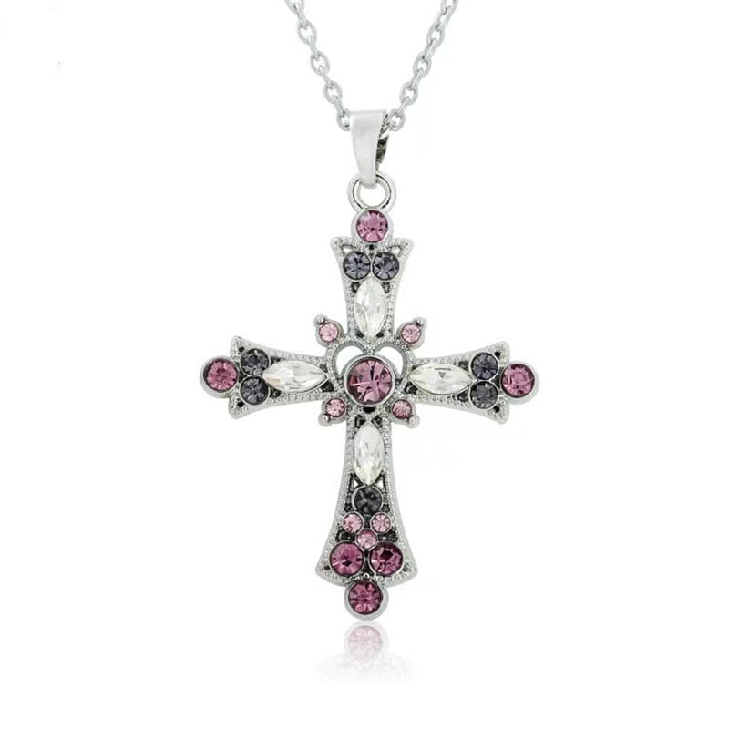 Pink Cross Pendant Necklace