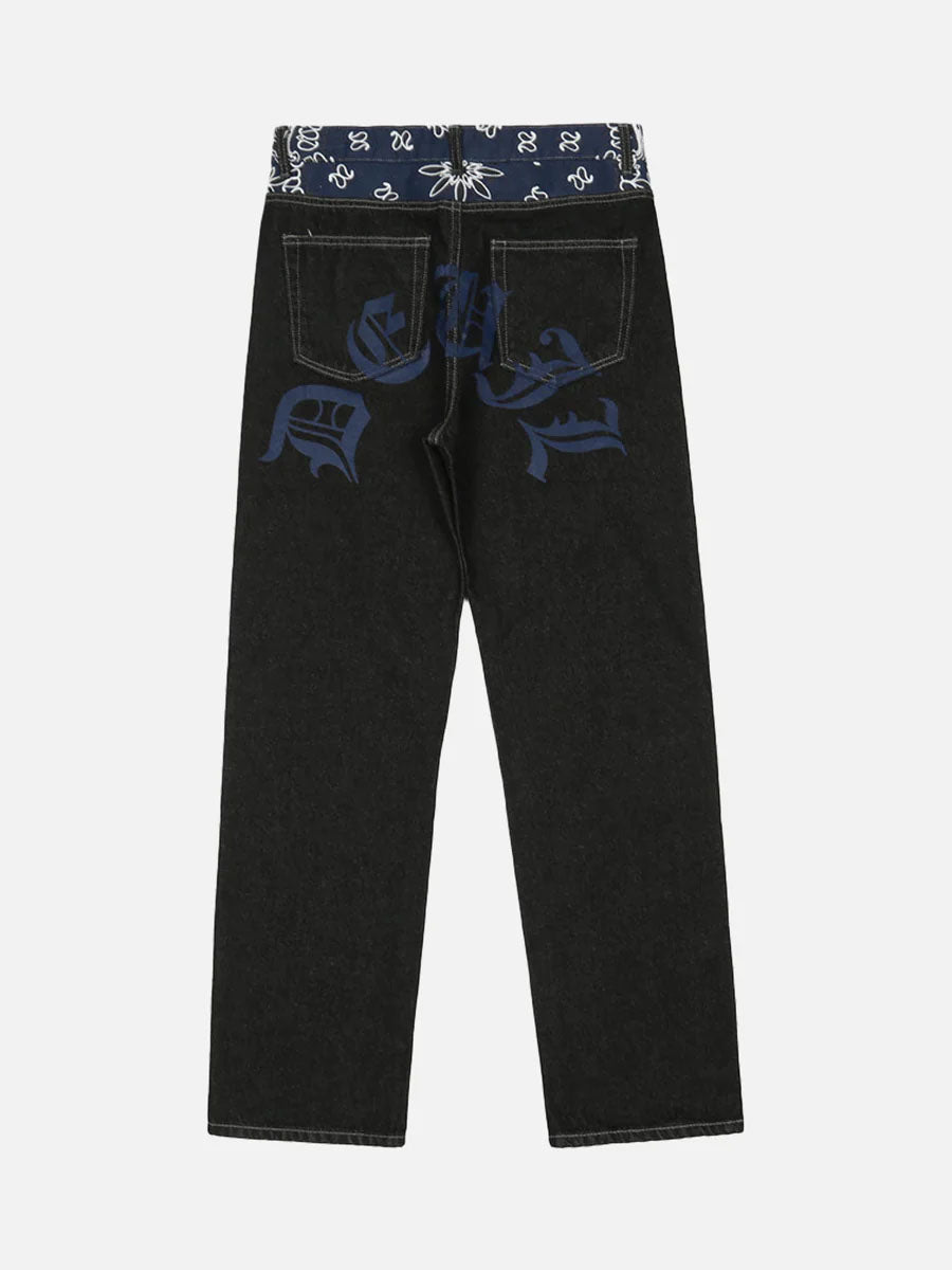 Petal Letter Baggy Jeans