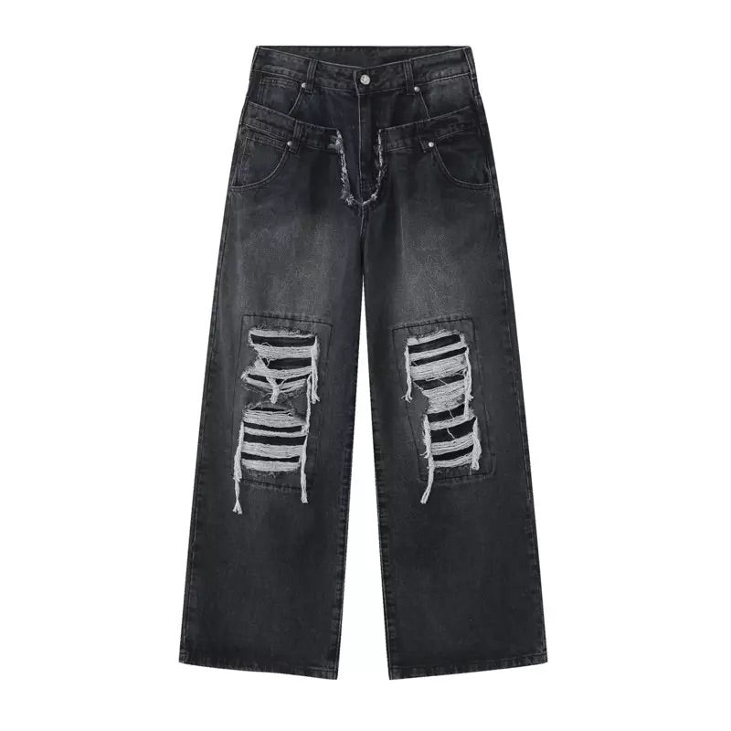 Double Waist Denim Pants