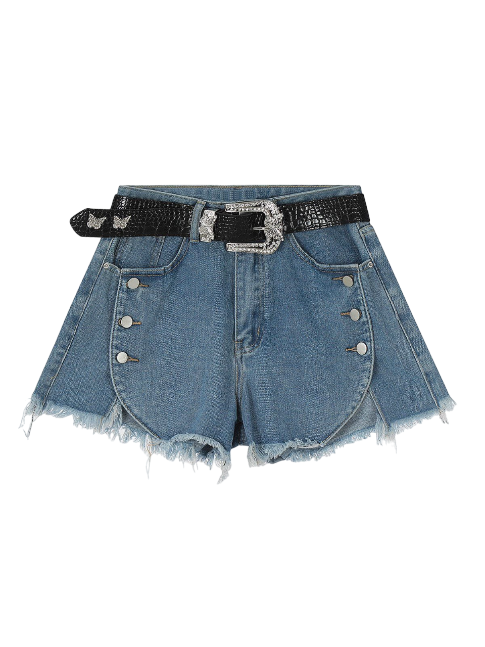 Raw Denim Shorts - Button Side 