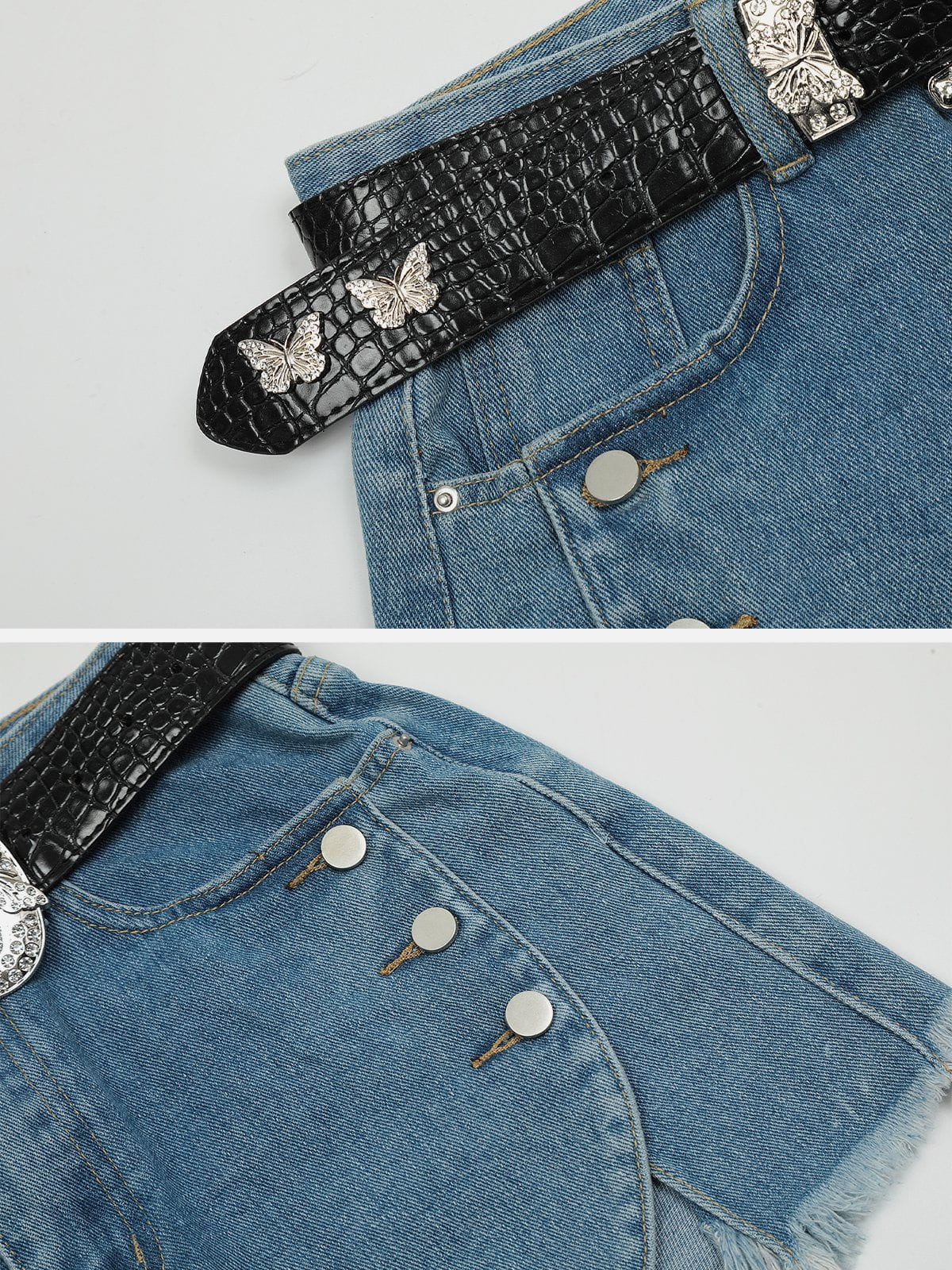 Raw Denim Shorts - Button Side 