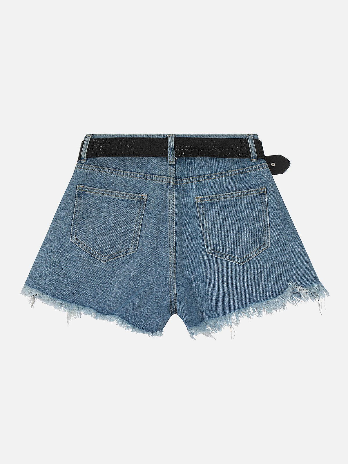 Raw Denim Shorts - Button Side 