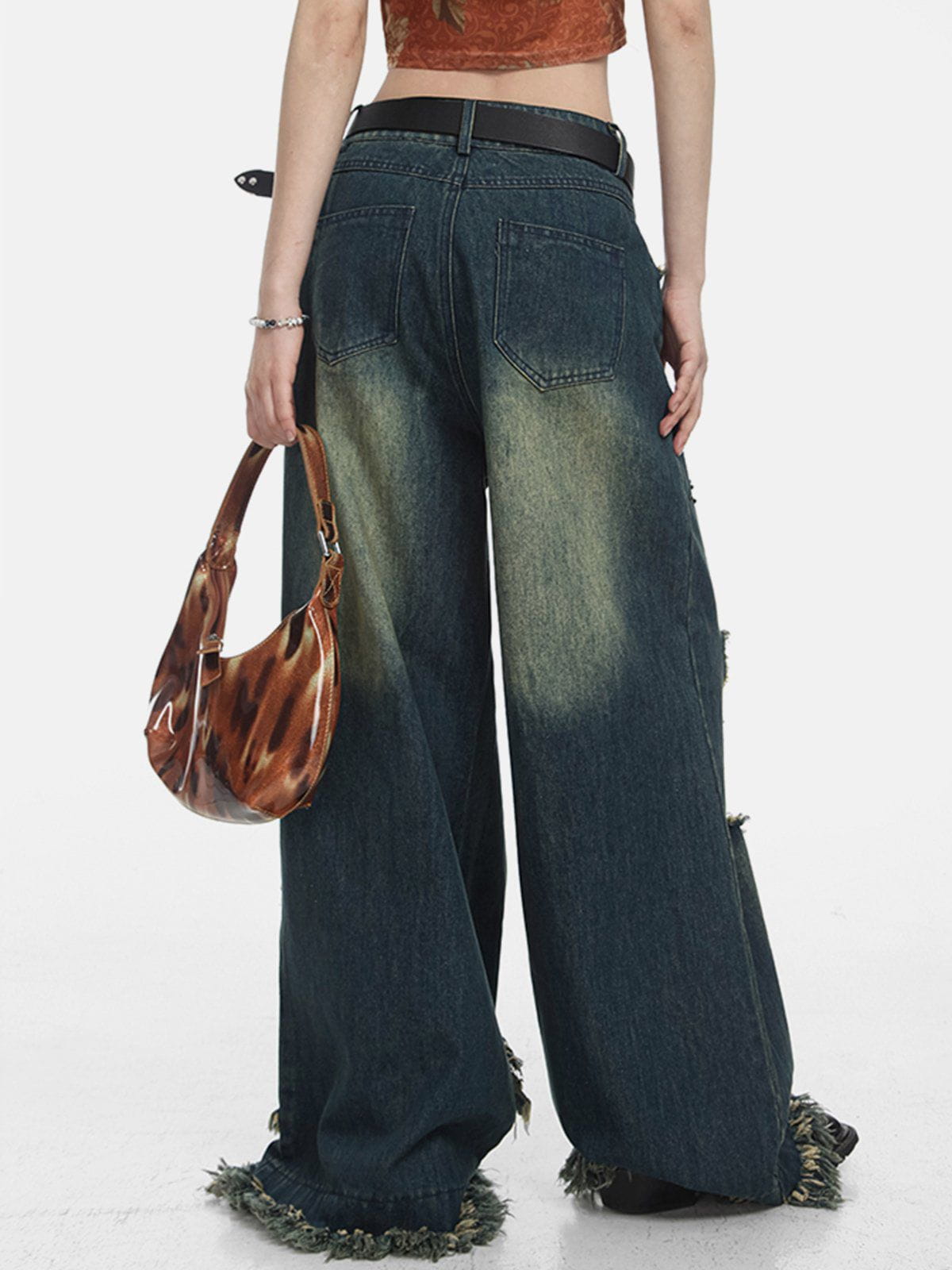 NB Distressed Star Wide Leg Denim